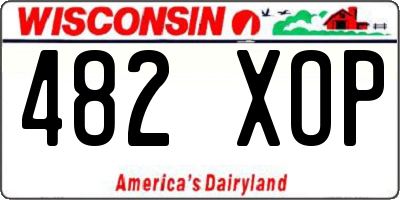 WI license plate 482XOP
