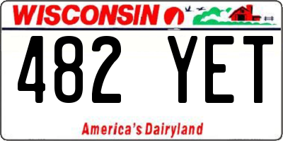WI license plate 482YET