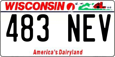 WI license plate 483NEV