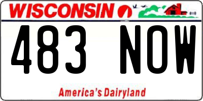 WI license plate 483NOW