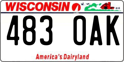 WI license plate 483OAK