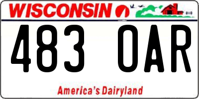 WI license plate 483OAR