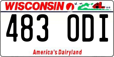 WI license plate 483ODI