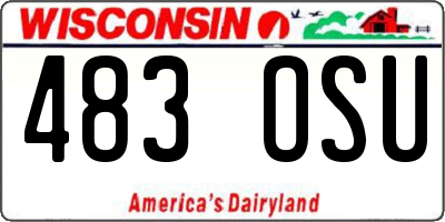 WI license plate 483OSU