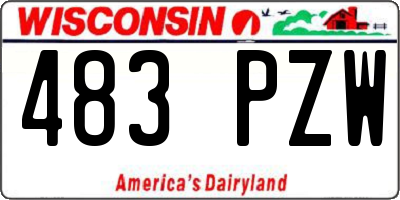 WI license plate 483PZW