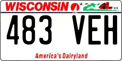 WI license plate 483VEH