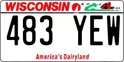 WI license plate 483YEW