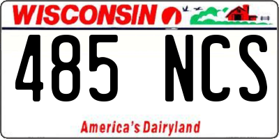 WI license plate 485NCS