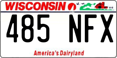 WI license plate 485NFX