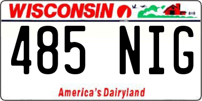 WI license plate 485NIG