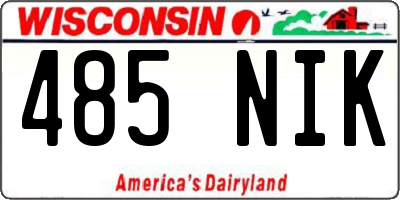 WI license plate 485NIK