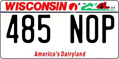 WI license plate 485NOP