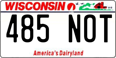 WI license plate 485NOT