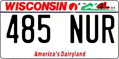 WI license plate 485NUR