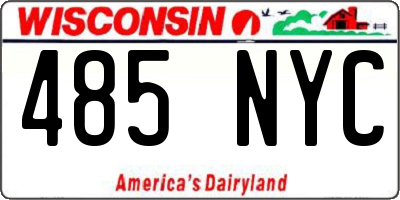 WI license plate 485NYC