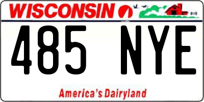 WI license plate 485NYE