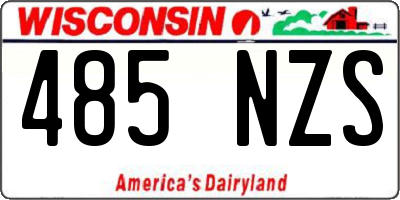 WI license plate 485NZS