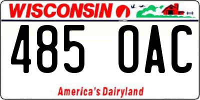 WI license plate 485OAC