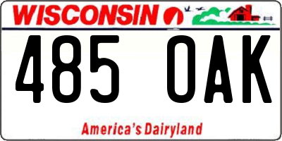 WI license plate 485OAK