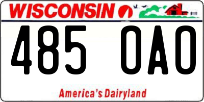 WI license plate 485OAO