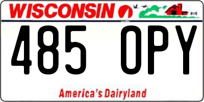 WI license plate 485OPY