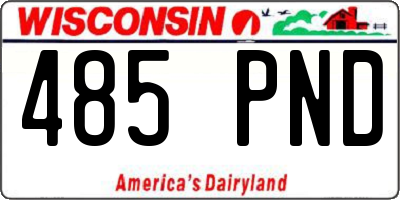WI license plate 485PND