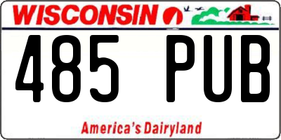 WI license plate 485PUB