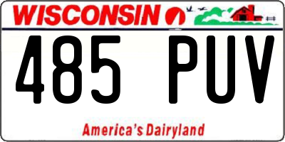 WI license plate 485PUV