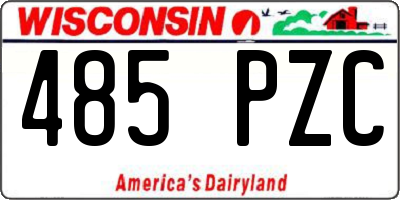 WI license plate 485PZC