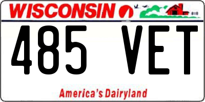 WI license plate 485VET