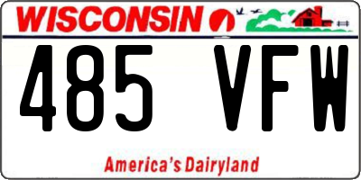 WI license plate 485VFW