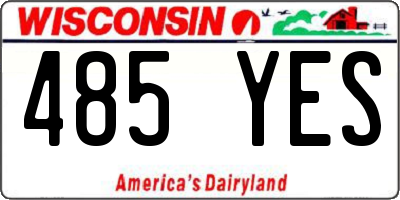 WI license plate 485YES