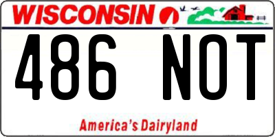WI license plate 486NOT