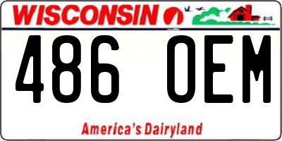WI license plate 486OEM