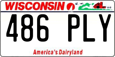 WI license plate 486PLY