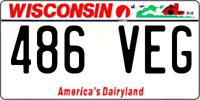 WI license plate 486VEG