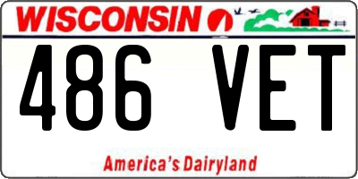 WI license plate 486VET