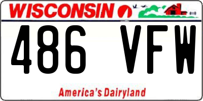 WI license plate 486VFW