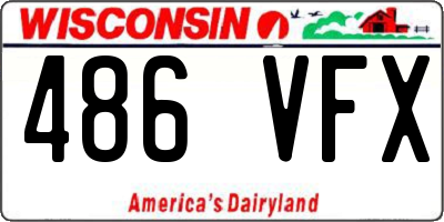 WI license plate 486VFX