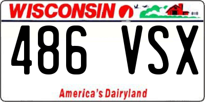 WI license plate 486VSX
