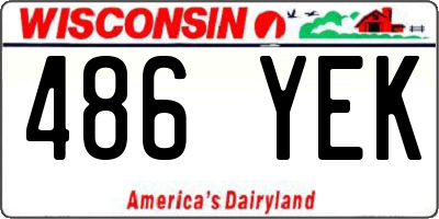 WI license plate 486YEK
