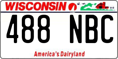 WI license plate 488NBC