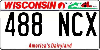 WI license plate 488NCX