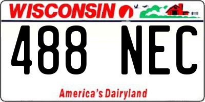 WI license plate 488NEC