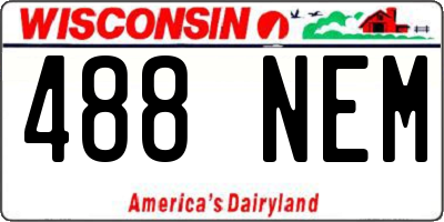 WI license plate 488NEM
