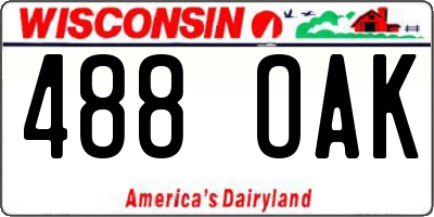 WI license plate 488OAK