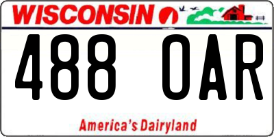 WI license plate 488OAR
