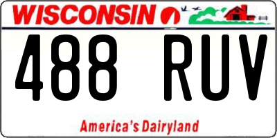 WI license plate 488RUV