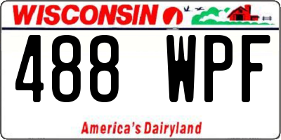 WI license plate 488WPF