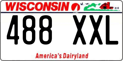 WI license plate 488XXL